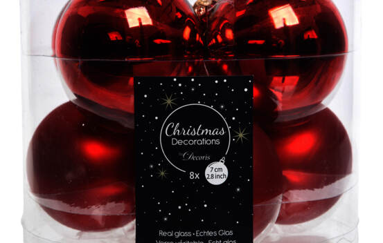 Boule en verre 7 cm (Brillant - Mat) (Paquet de 8) Rouge