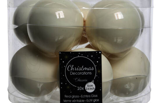 Boule en verre 6 cm (Brillant - Mat) (Paquet de 10) Blanc cass&eacute;