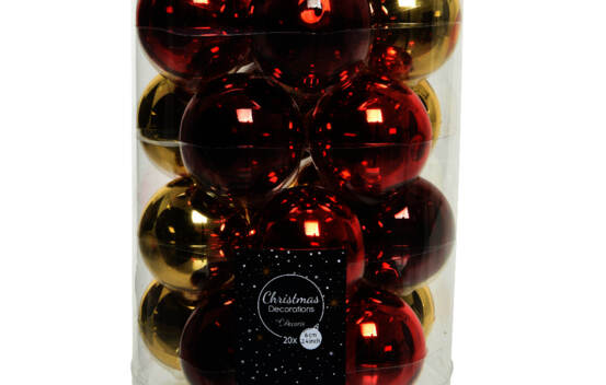 Boule en verre 6 cm (Brillant - Mat) (Paquet de 20) Or brillant - Rouge No&euml;l - Bordeaux