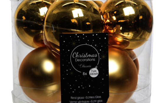Boule en verre 7 cm (Brillant - Mat) (Paquet de 8) Or clair