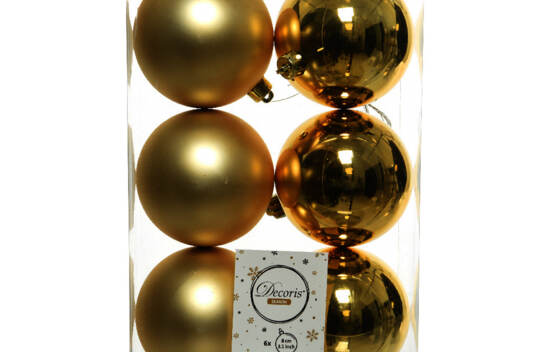 Boule en plastique 8 cm (Brillant - Mat) (Paquet de 6) Or clair