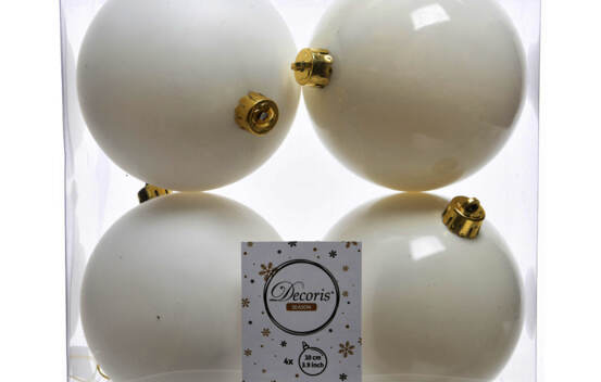 Boule en plastique 10 cm (Brillant - Mat) (Paquet de 4) Blanc laine