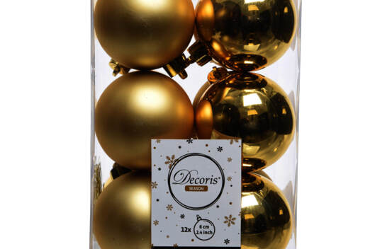 Boule en plastique 6 cm (Brillant - Mat) (Paquet de 12) Or clair