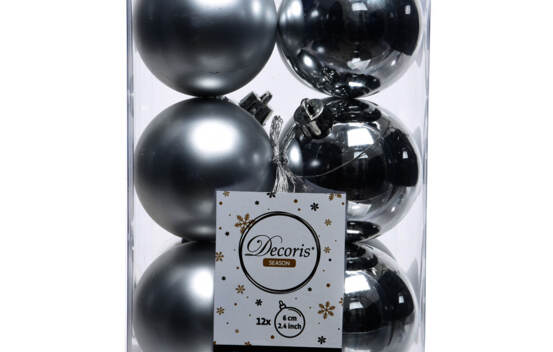 Boule en plastique 6 cm (Brillant - Mat) (Paquet de 12) Argent