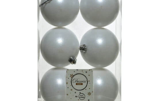 Boule en plastique 8 cm (Brillant - Mat) (Paquet de 6) Blanc d'hiver