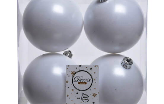 Boule en plastique 10 cm (Brillant - Mat) (Paquet de 4) Blanc d'hiver