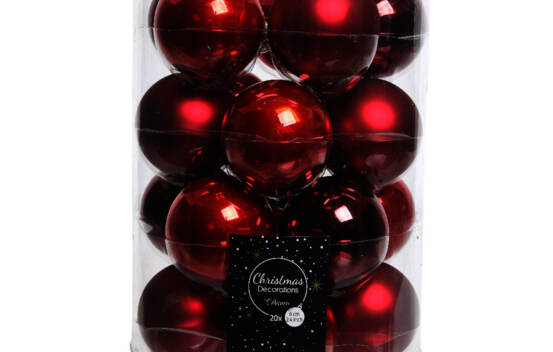 Boule en verre 6 cm (Brillant - Mat) (Paquet de 20) Rouge