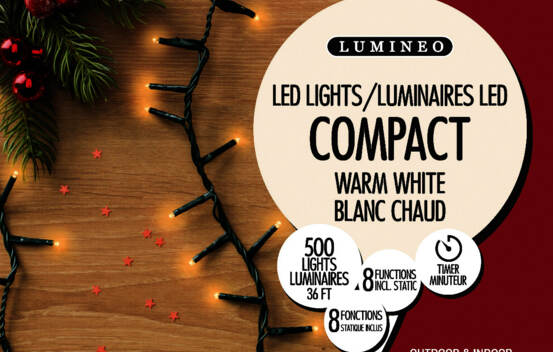 Lumi&egrave;res Ext&eacute;rieures DEL Riz 500 lumi&egrave;res (avec minuterie et 8 fonctions) 36' Blanc chaud