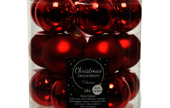 Boule en verre 4 cm (Brillant - Mat) (Paquet de 18) Rouge No&euml;l