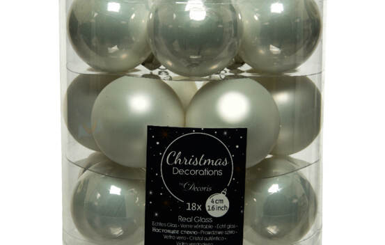 Boule en verre 4 cm (Brillant - Mat) (Paquet de 18) Blanc d'hiver
