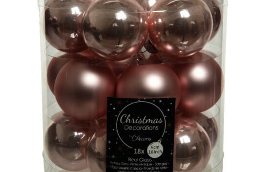 Boule en verre 4 cm (Brillant - Mat) (Paquet de 18) Rose poudre