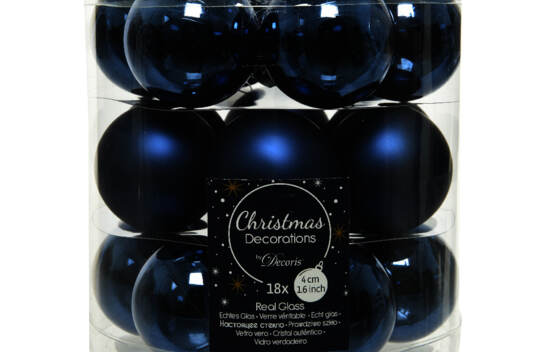 Boule en verre 4 cm (Brillant - Mat) (Paquet de 18) Bleu nuit