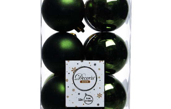Boule en plastique 6 cm (Brillant - Mat) (Paquet de 12) Vert pin