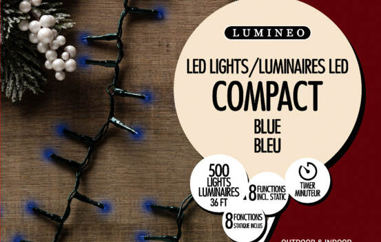 Lumi&egrave;res Ext&eacute;rieures DEL Riz clignotantes 500 lumi&egrave;res 36' Bleu avec fil vert