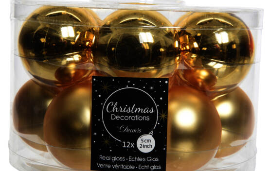 Boule en verre 5 cm (Mat) (Paquet de 12) Or clair