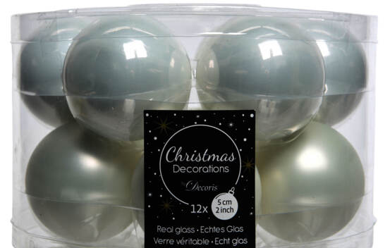 Boule en verre 5 cm (Mat) (Paquet de 12) Blanc d'hiver