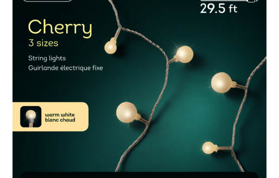 Lumières Extérieures DEL Cerise 120 lumières 30' Blanc chaud