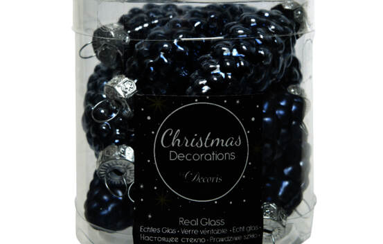 Boule de Pin en verre 2,5 cm X 6 cm (Brillant - Mat) (Paquet de 12) Bleu Nuit