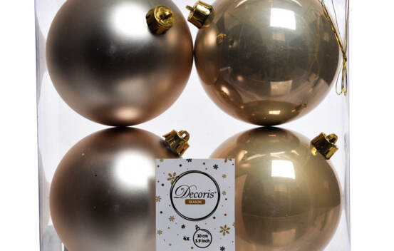 Boule en plastique 10 cm (Brillant - Mat) (Paquet de 4) Perle