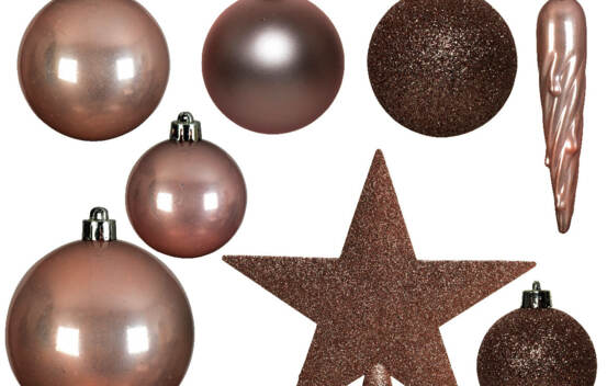 Boule en plastique avec &eacute;toile (Brillant - Paillettes) (Paquet de 33) Rose poudre