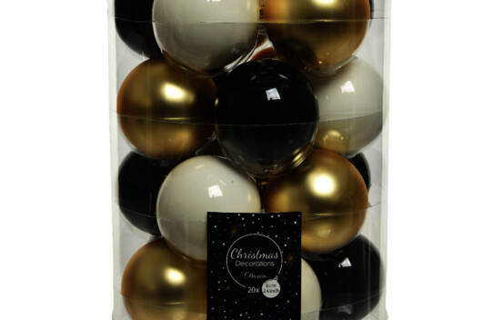 Boule en verre 6 cm (Brillant - Mat) (Paquet de 20) Noir, Or et Blanc