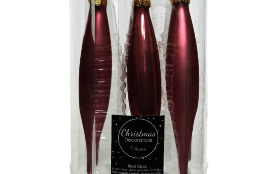 Stalactite en verre 15 cm (Brillant - Mat) (Paquet de 6) Rose Velours