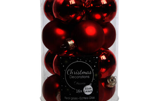 Boule en verre 3,5 cm (Brillant - Mat) (Paquet de 16) Rouge No&euml;l