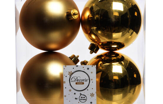 Boule en plastique 10 cm (Brillant - Mat) (Paquet de 4) Or clair