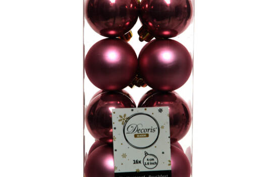 Boule en plastique 4 cm (Brillant - Mat) (Paquet de 16) Rose velours